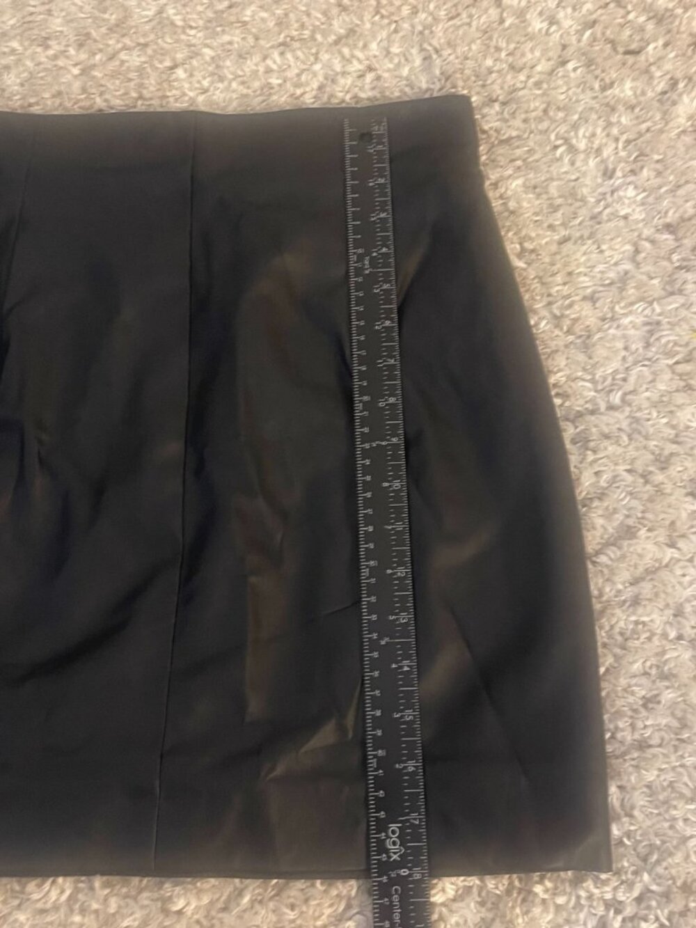 H&M Black Faux Leather Mini Skirt Size 8 High Waist - Picture 6 of 6